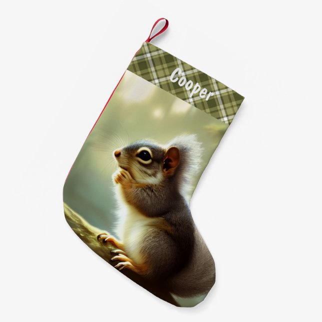 Baby Squirrel Wildlife Portrait Personalisiert Kleiner Weihnachtsstrumpf (Vorderansicht (hängend))