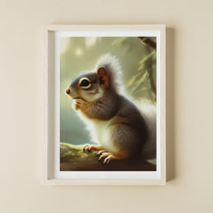 Baby Squirrel Wildlife Portrait Poster