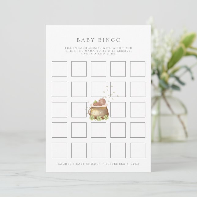 Baby st Patrick Baby Dusche Bingo Spielkarte Einladung (Stehend Vorderseite)