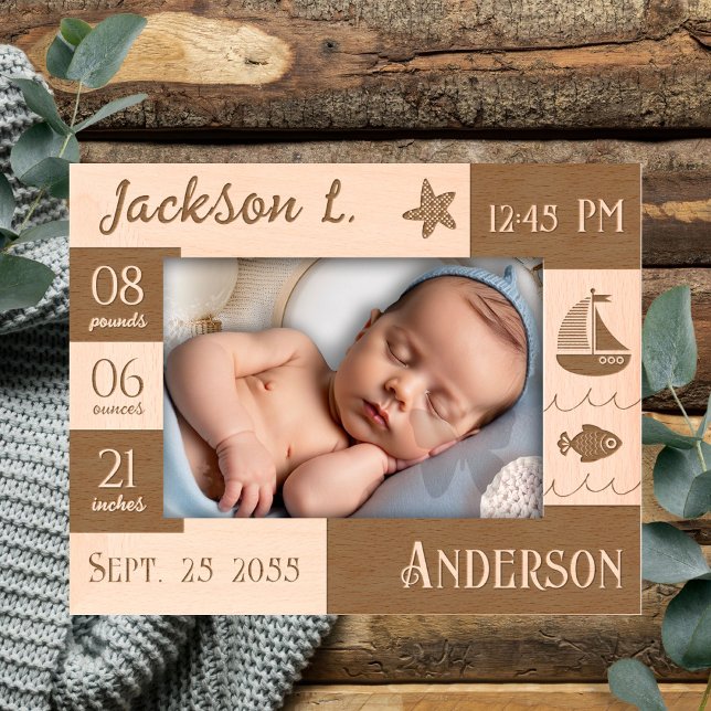 Baby Statistics Sea Sail Boat Geätzte Rahmen (Von Creator hochgeladen)