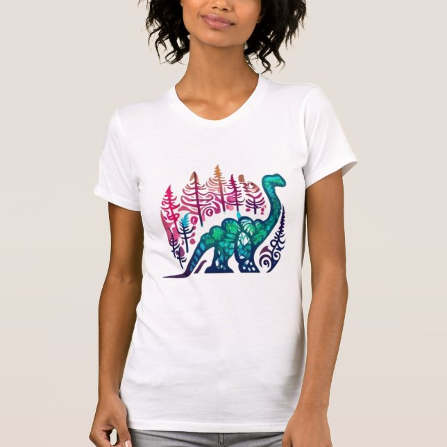 Baby Stegosaurus Dinosaur Farbenwald T-Shirt (Vorderseite)