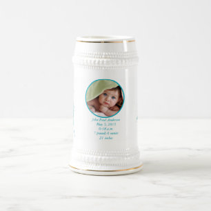 Baby Stein mit Baby-Foto Wichtige Geburtsstatistik Bierglas