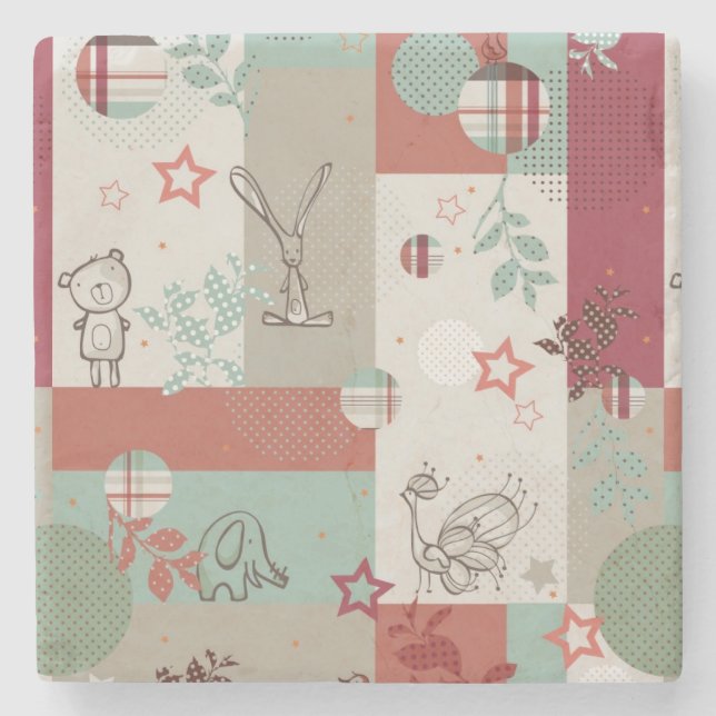 Baby-Steppdecken-Muster 2 Steinuntersetzer (Vorderseite)