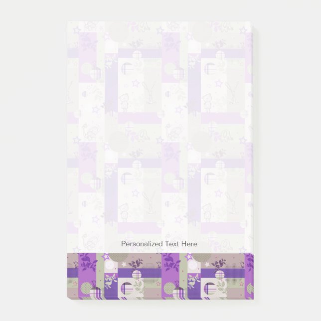 Baby-Steppdecken-Muster Post-it Klebezettel (Vorderseite)