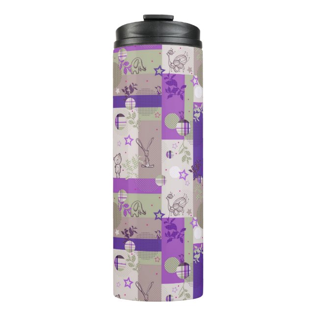 Baby-Steppdecken-Muster Thermosbecher (Vorderseite)
