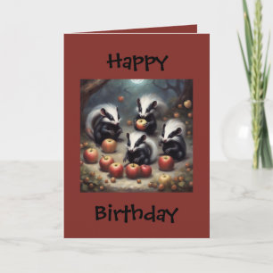 Baby Stinktiere und Äpfel Geburtstag Karte