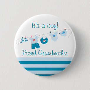 Baby-stolze Großmutter-blauer Kleidungs-Knopf Button