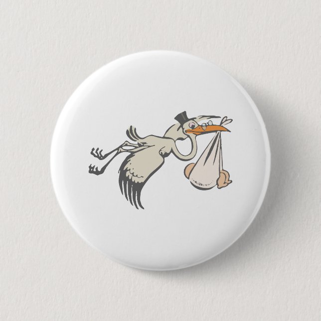 Baby Storch Klapperstorch stork Button (Vorderseite)