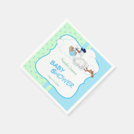 Baby Stork mit einem Niedlichen kleinen Baby Boy Serviette