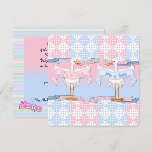 Baby Storks for Baby Gender Reveal Einladung (Vorne/Hinten)