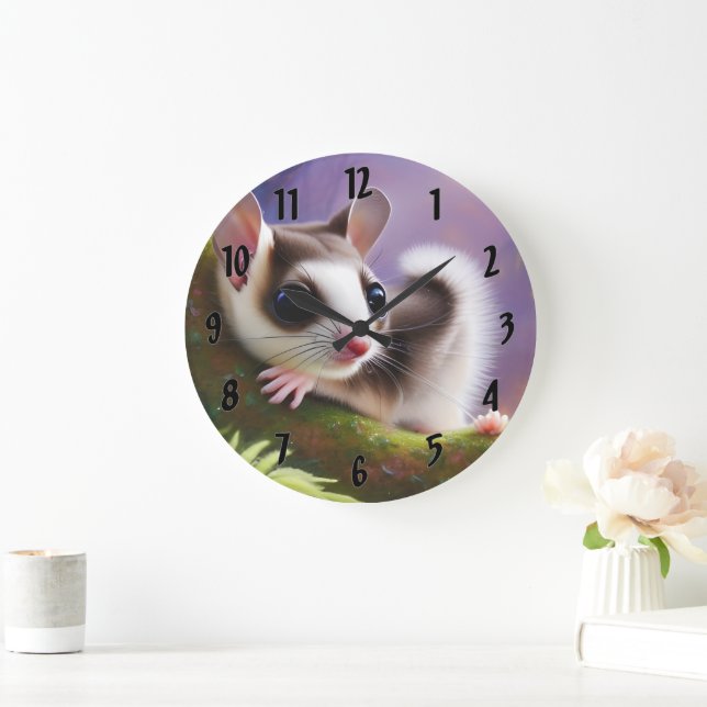 Baby Sugar Glider Große Wanduhr (Zuhause)