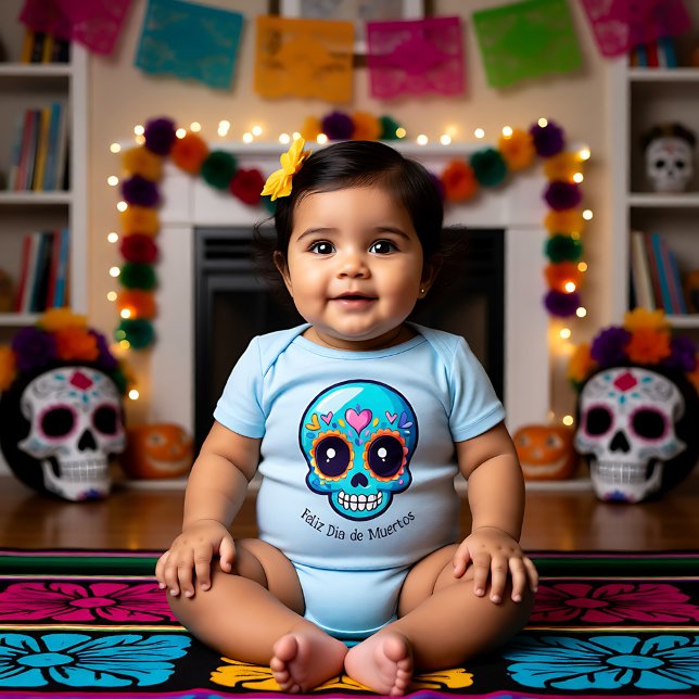 🌹 Baby Sugar Skull in blau 🌹 Baby Strampler (🌹Baby Sugar Skull in blue 🌹 Baby Bodysuit)