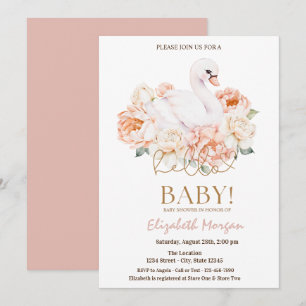 Baby Swan Hello Baby Dusche Einladung