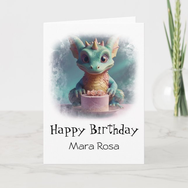 *~* Baby Sweet Dragon Cake AP88 Geburtstagkarte Dankeskarte (Vorderseite)