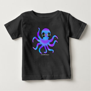 Baby-T-Shirt -Blauer violetter Oktopus (lebendig) Baby T-shirt