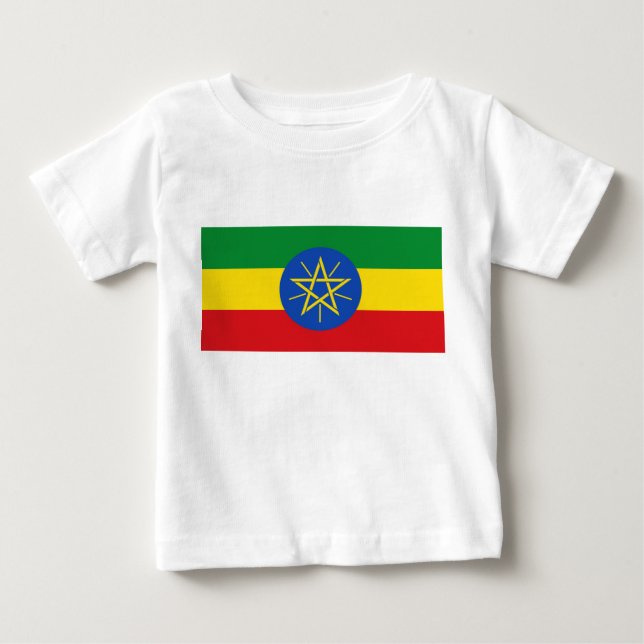 Baby T - Shirt mit der Flagge Äthiopiens (Vorderseite)