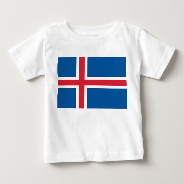Baby-T - Shirt mit der Flagge Islands (Vorderseite)