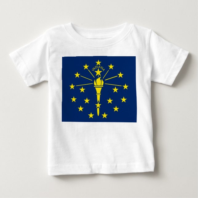 Baby T Shirt mit der Flagge von Indiana (Vorderseite)