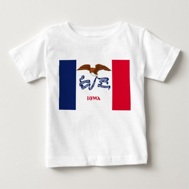 Baby T Shirt mit der Flagge von Iowa (Vorderseite)