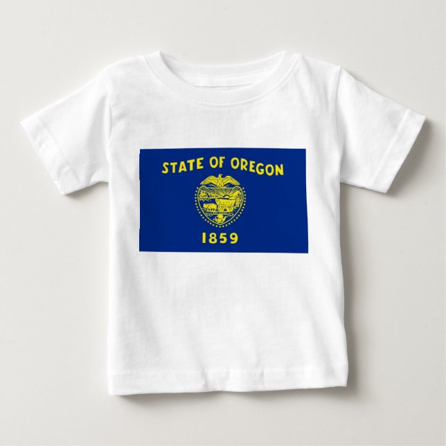 Baby T Shirt mit der Flagge von Oregon (Vorderseite)