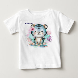 Baby T - Shirt mit einem kleinen blauen Tiger