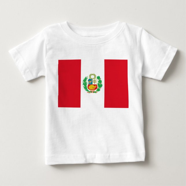 Baby T - Shirt mit Fahne von Peru (Vorderseite)