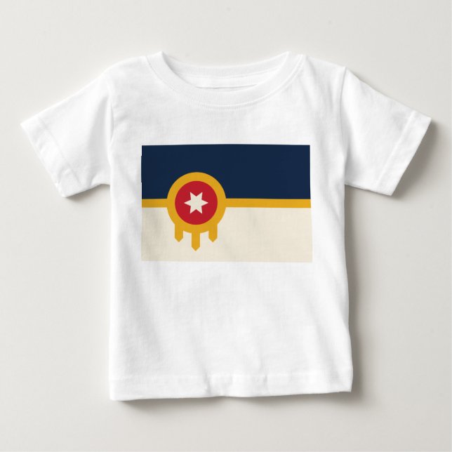 Baby T - Shirt mit Fahne von Tulsa, Oklahoma (Vorderseite)