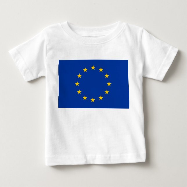 Baby T - Shirt mit Flag der europäischen Gewerksch (Vorderseite)