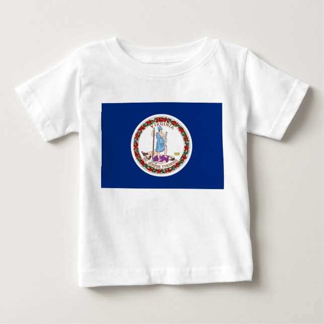 Baby T Shirt mit Flag of Virginia, USA. (Vorderseite)