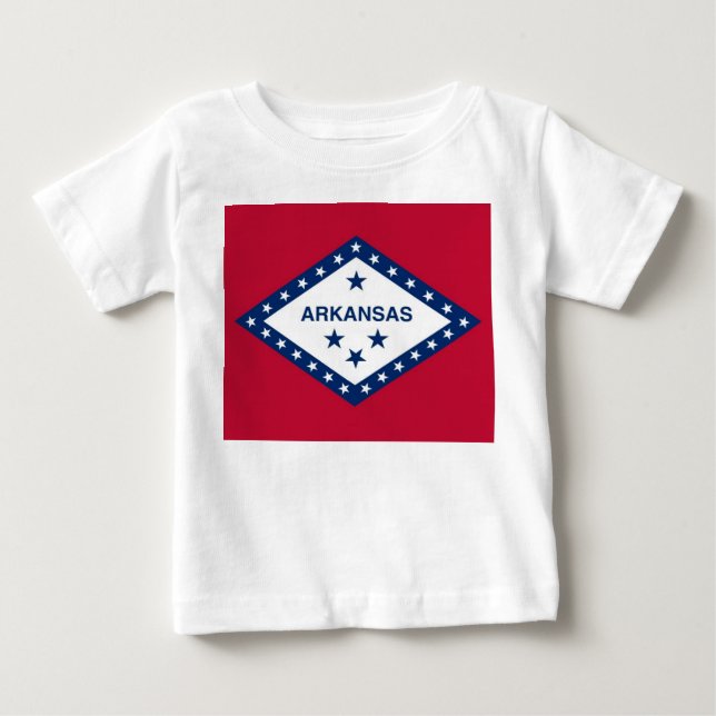 Baby T - Shirt mit Flag von Arkansas (Vorderseite)