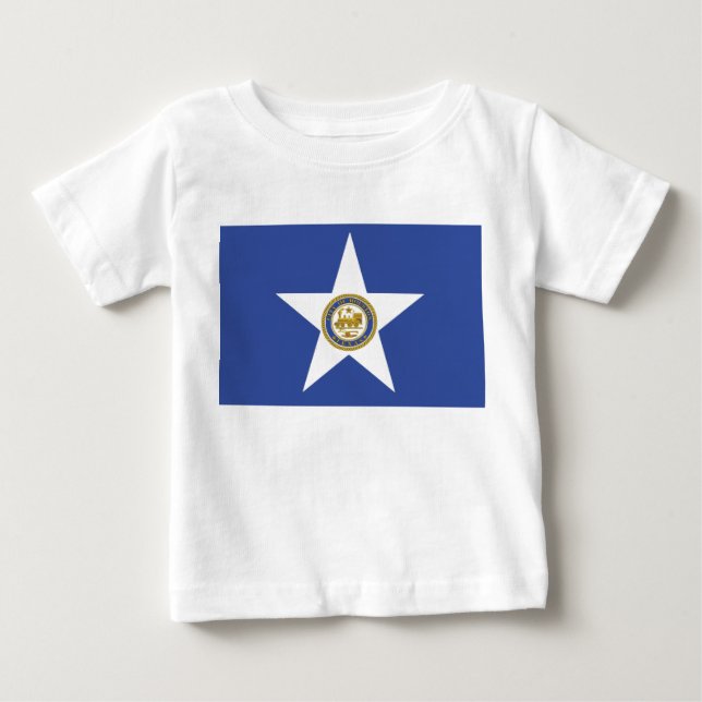 Baby T - Shirt mit Flag von Houston, USA. (Vorderseite)
