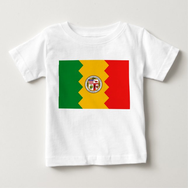 Baby T - Shirt mit Flag von Los Angeles, USA. (Vorderseite)