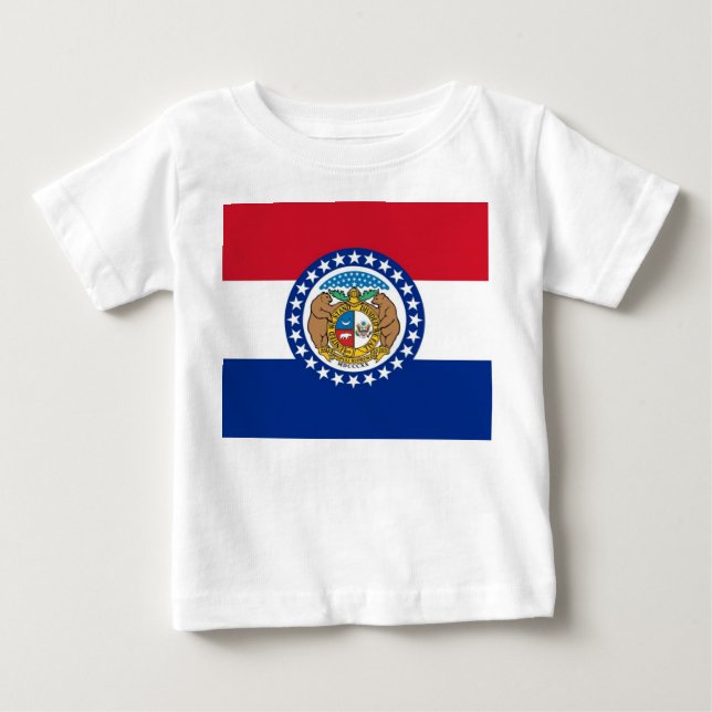 Baby T Shirt mit Flag von Missouri, USA. (Vorderseite)