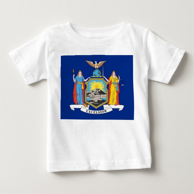 Baby T Shirt mit Flag von New York, USA. (Vorderseite)