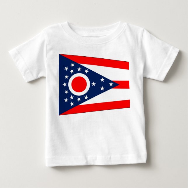 Baby T Shirt mit Flag von Ohio, USA. (Vorderseite)