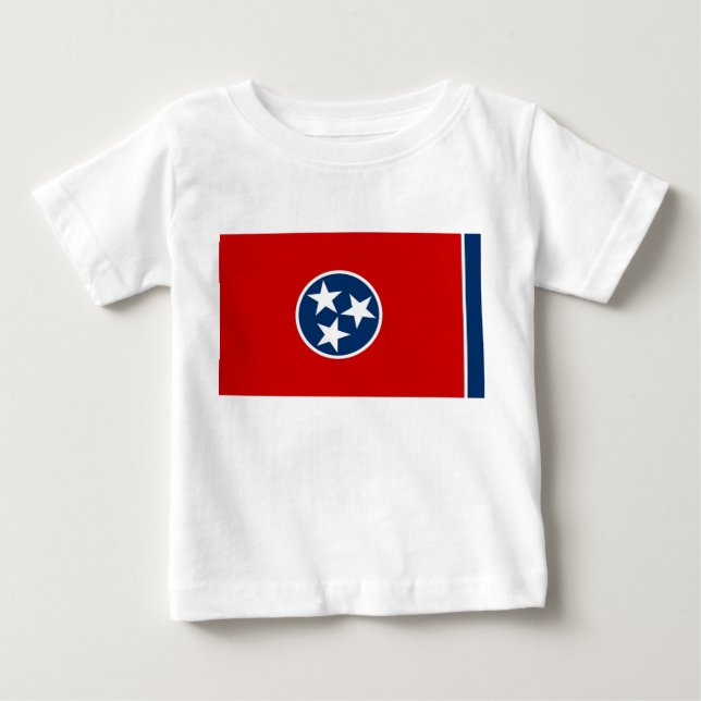 Baby T Shirt mit Flag von Tennessee, USA. (Vorderseite)