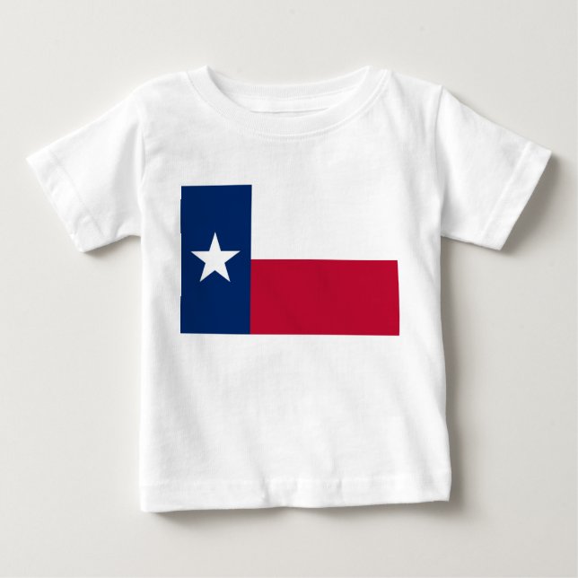Baby T Shirt mit Flag von Texas, USA. (Vorderseite)