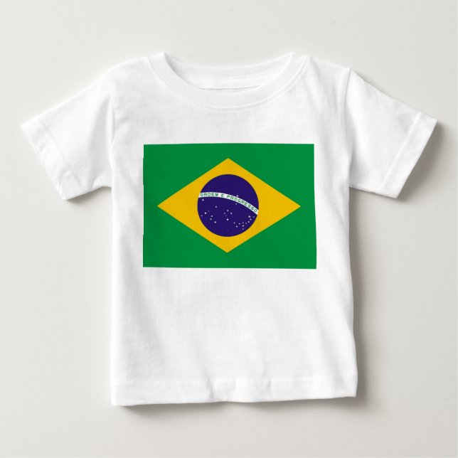 Baby T - Shirt mit Flagge Brasiliens (Vorderseite)