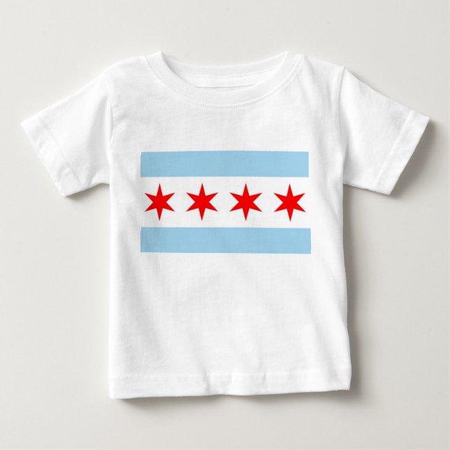 Baby T Shirt mit Flagge von Chicago, Ilinois (Vorderseite)