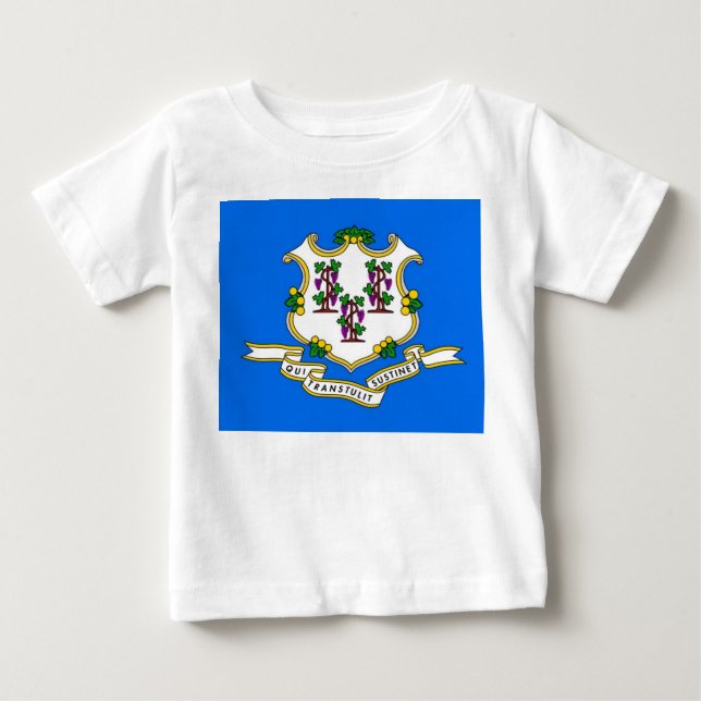 Baby T - Shirt mit Flagge von Connecticut (Vorderseite)