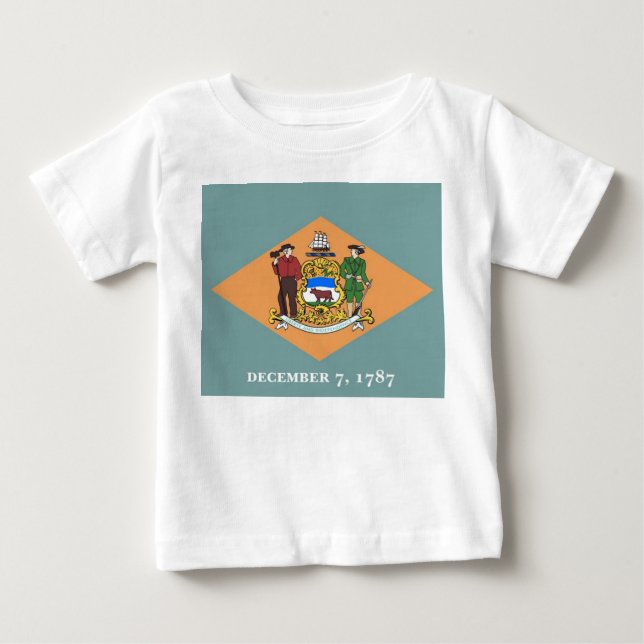 Baby T - Shirt mit Flagge von Delaware (Vorderseite)