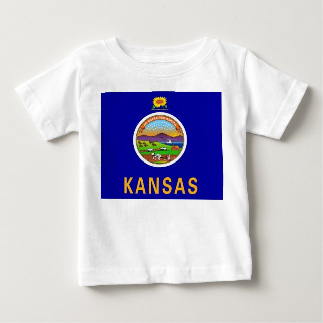 Baby T Shirt mit Flagge von Kansas (Vorderseite)