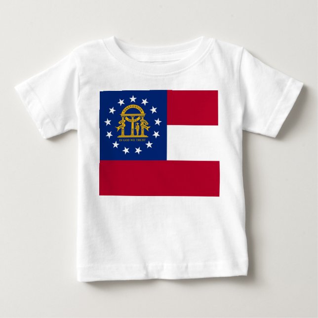 Baby T Shirt mit georgischer Flagge, USA. (Vorderseite)