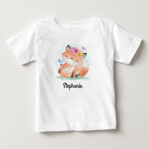 Baby-T - Shirt mit individuelle Name Fox Print