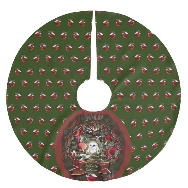 Baby-Taube Polyester Weihnachtsbaumdecke (Vorderseite)