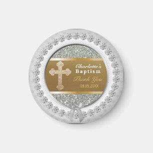Baby-Taufe danken Ihnen Andenken-Goldkreuz-Silber Magnet