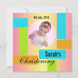 Baby-Taufeinladung Mehrfarben Einladung