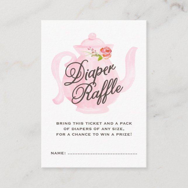 Baby Tea Party | Baby Diaper Raffle Ticket Begleitkarte (Vorderseite)