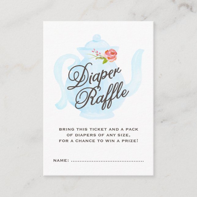 Baby Tea Party | Baby Diaper Raffle Ticket Blue Begleitkarte (Vorderseite)
