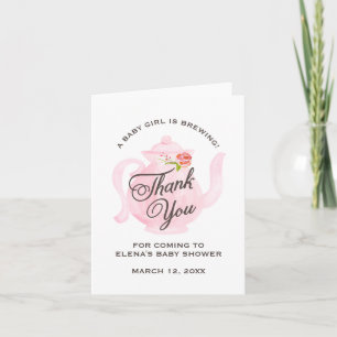 Baby Tea Party   Babydusche Danke-Karte   Pink Dankeskarte